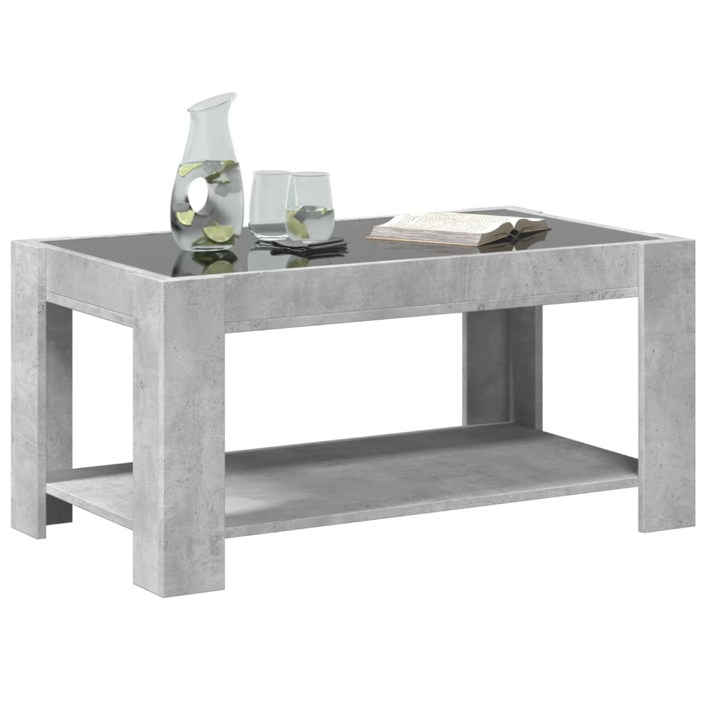 Coffee Table with LED, Concrete, 93x53x45cm, Engineered Wood