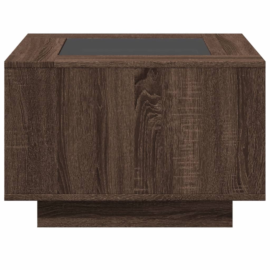 Coffee Table with LED, brown oak, 60x60x40cm, wood