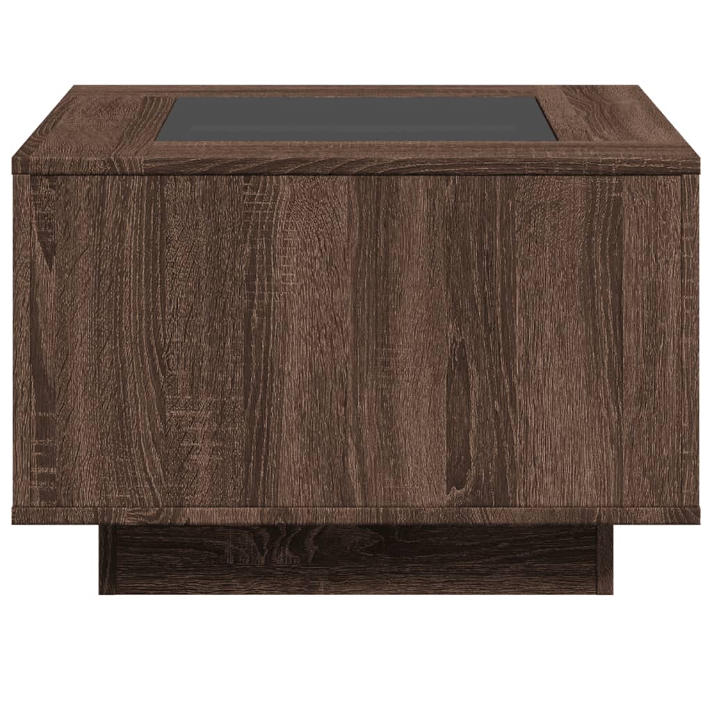 Coffee Table with LED, brown oak, 60x60x40cm, wood