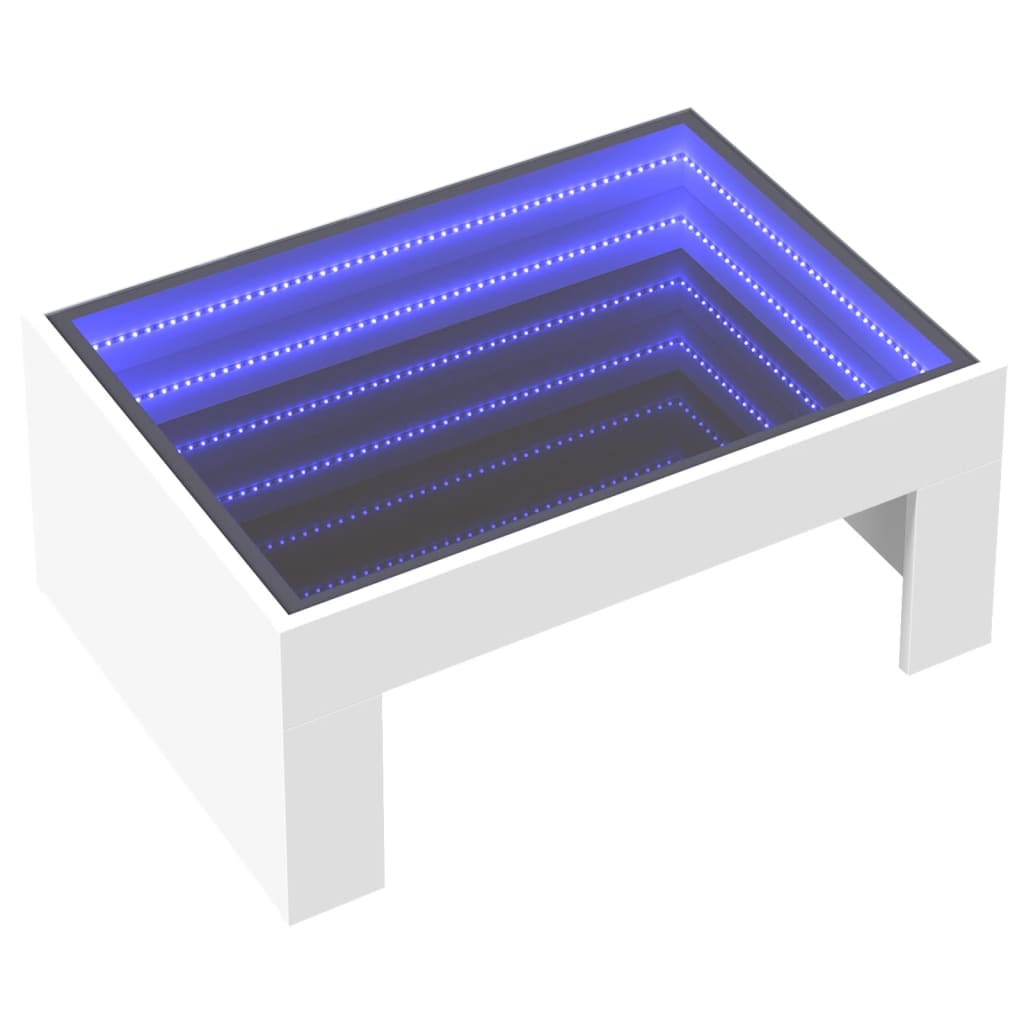 Coffee table with Infinity LED lights, white, 70x50x30cm