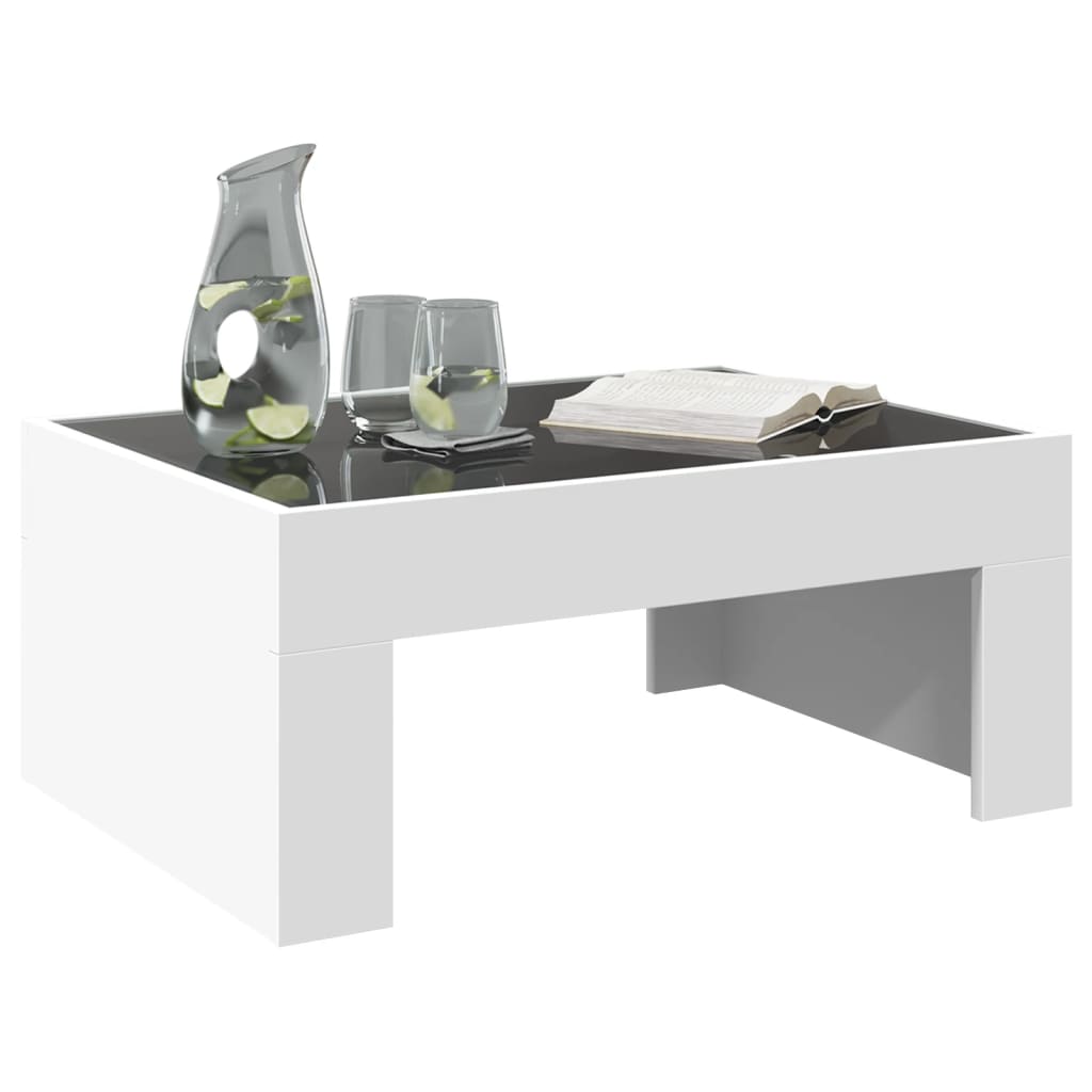Coffee table with Infinity LED lights, white, 70x50x30cm