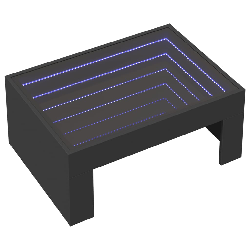 Kafijas galdiņš ar Infinity LED gaismām, melns, 70x50x30cm