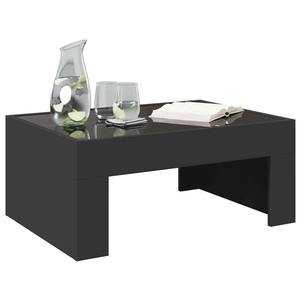 Kafijas galdiņš ar Infinity LED gaismām, melns, 70x50x30cm