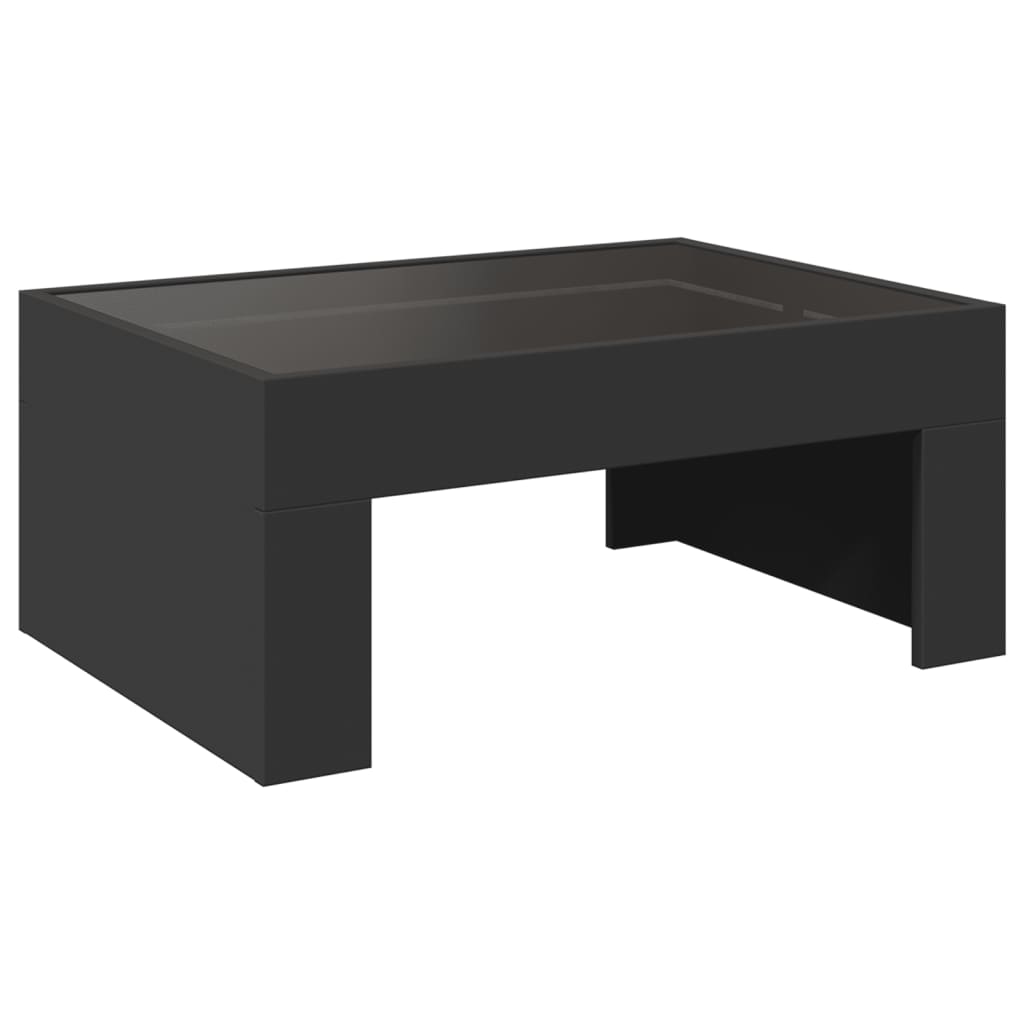 Kafijas galdiņš ar Infinity LED gaismām, melns, 70x50x30cm