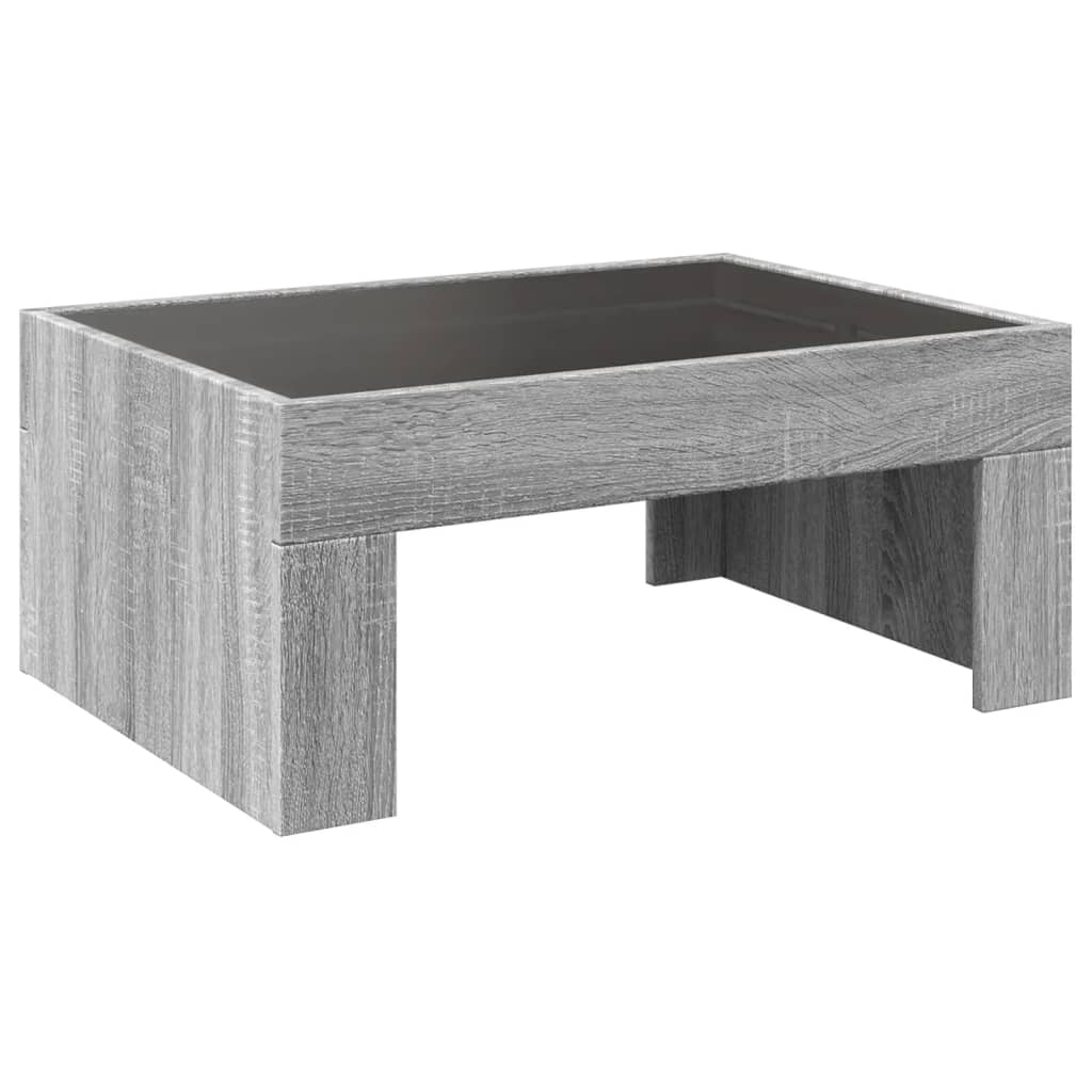 Kafijas galdiņš ar Infinity LED gaismām, pelēks, 70x50x30cm