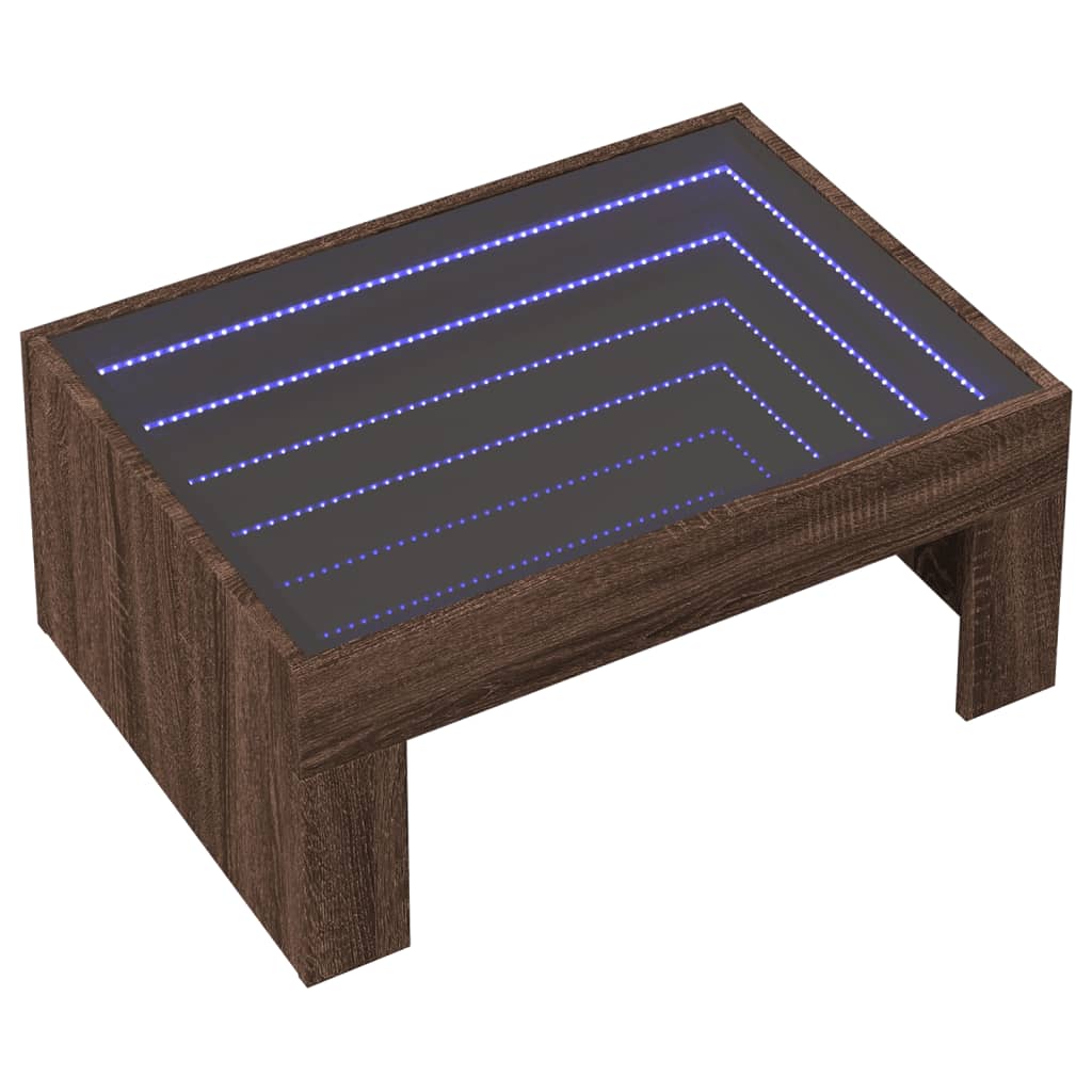 Kafijas galdiņš ar Infinity LED gaismām, brūns, 70x50x30cm