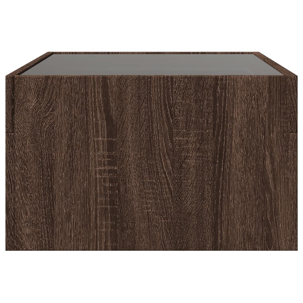 Kafijas galdiņš ar Infinity LED gaismām, brūns, 70x50x30cm