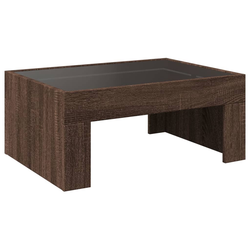 Kafijas galdiņš ar Infinity LED gaismām, brūns, 70x50x30cm