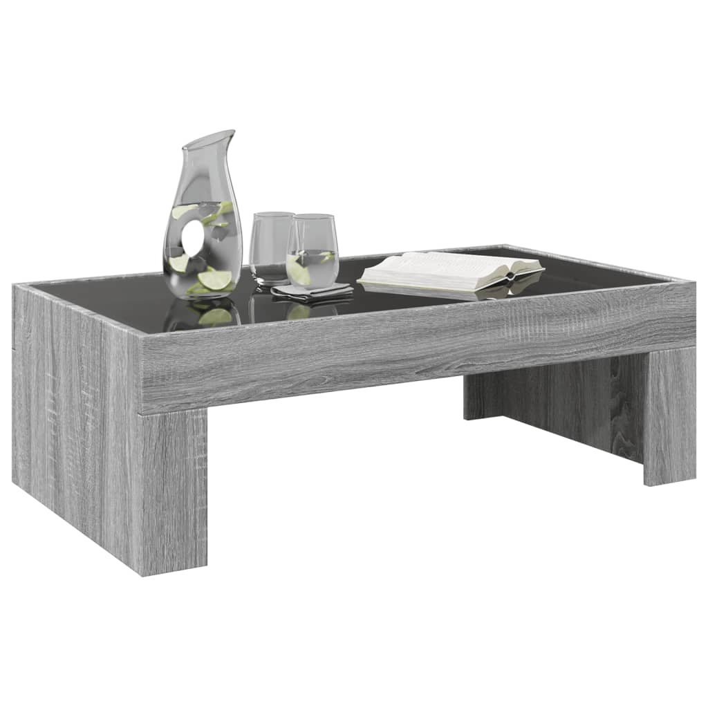 Coffee table with Infinity LED lights, grey, 90x50x30cm