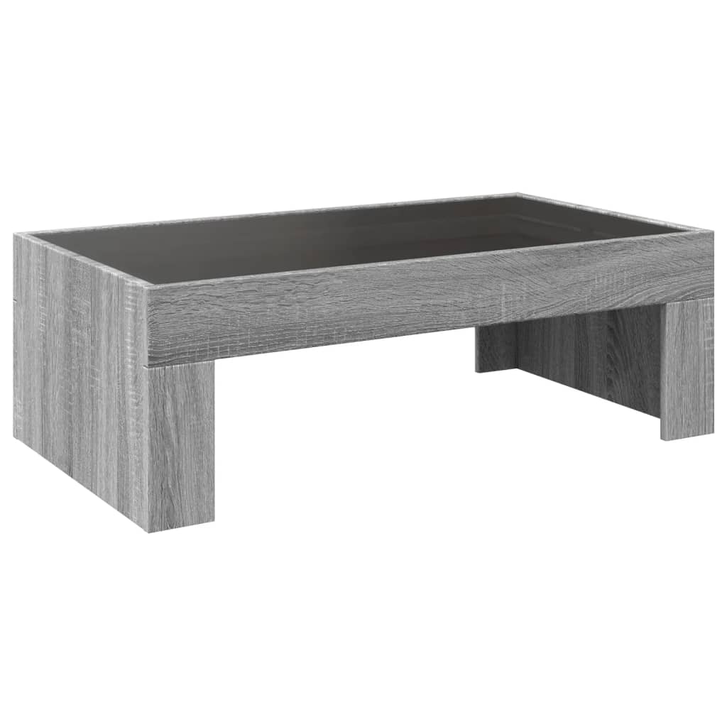 Coffee table with Infinity LED lights, grey, 90x50x30cm