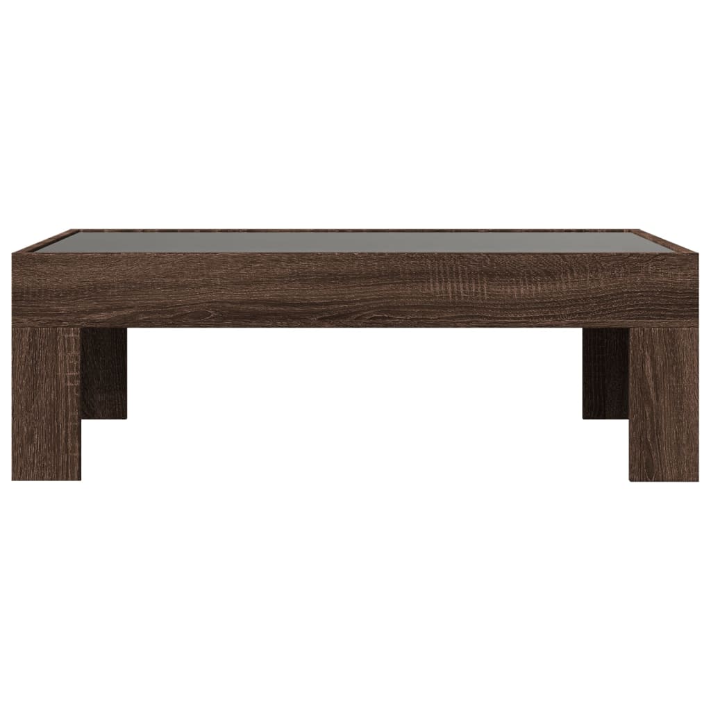 Kafijas galdiņš ar Infinity LED gaismām, brūns, 90x50x30cm