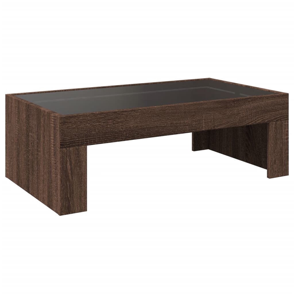 Kafijas galdiņš ar Infinity LED gaismām, brūns, 90x50x30cm