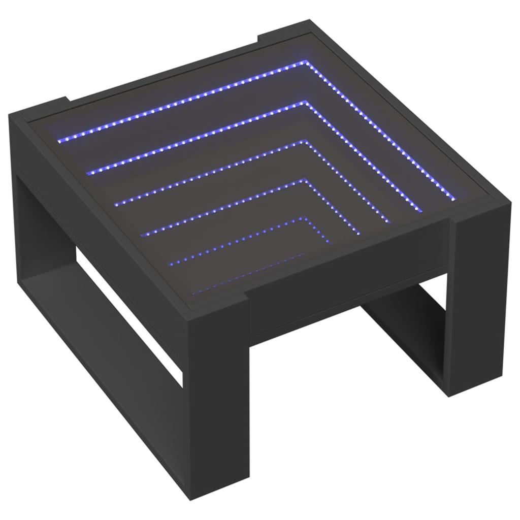 Kafijas galdiņš ar Infinity LED gaismām, melns, 50x53x30cm