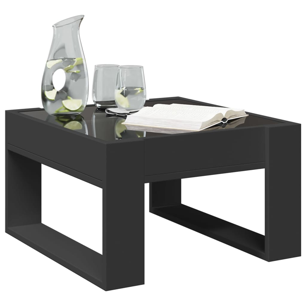 Kafijas galdiņš ar Infinity LED gaismām, melns, 50x53x30cm