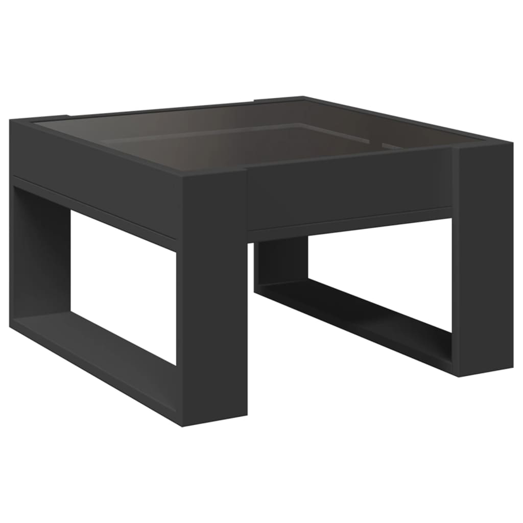 Kafijas galdiņš ar Infinity LED gaismām, melns, 50x53x30cm