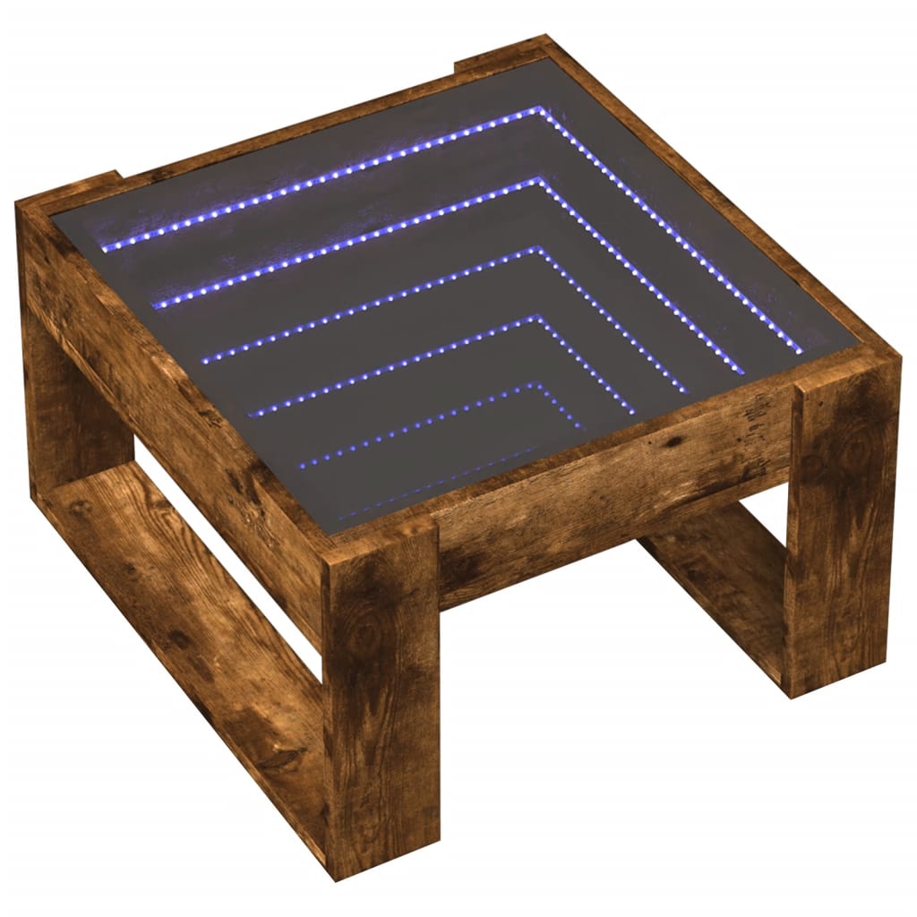 Kafijas galdiņš ar Infinity LED gaismām, dūmu krāsas, 50x53x30cm