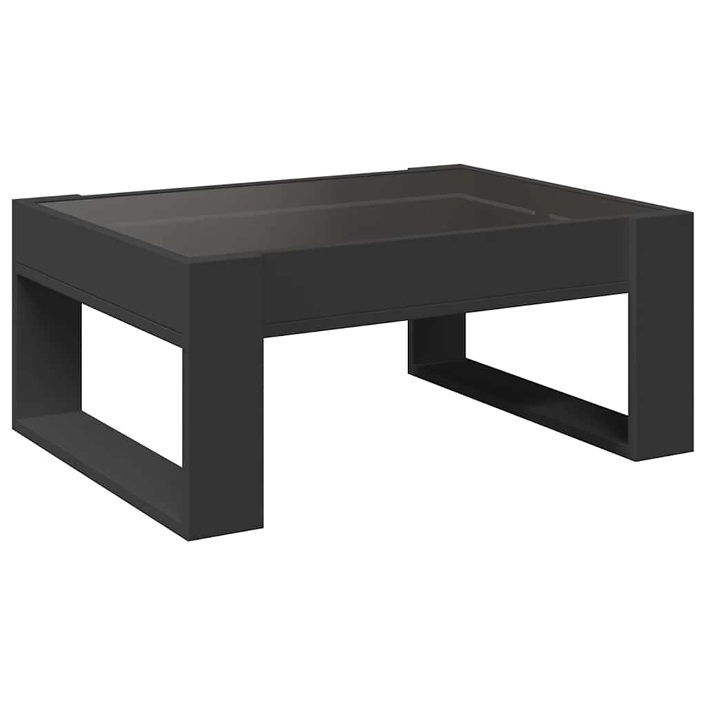 Kavos staliukas su Infinity LED lemputėmis, juodas, 70x53x30cm