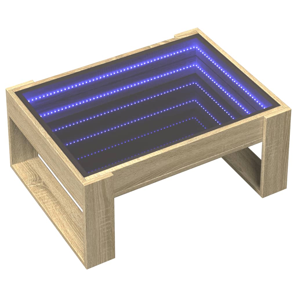Kafijas galdiņš ar Infinity LED gaismām, ozola, 70x53x30cm