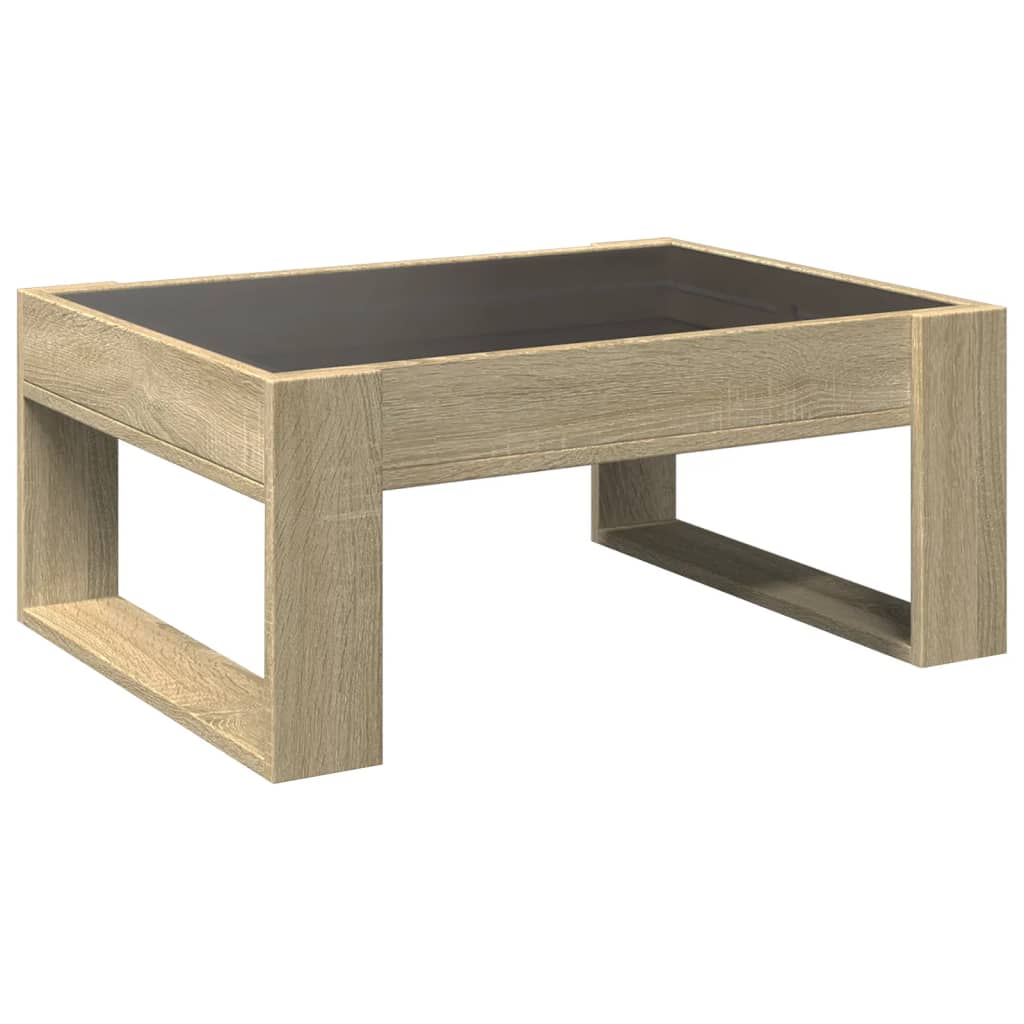 Kafijas galdiņš ar Infinity LED gaismām, ozola, 70x53x30cm
