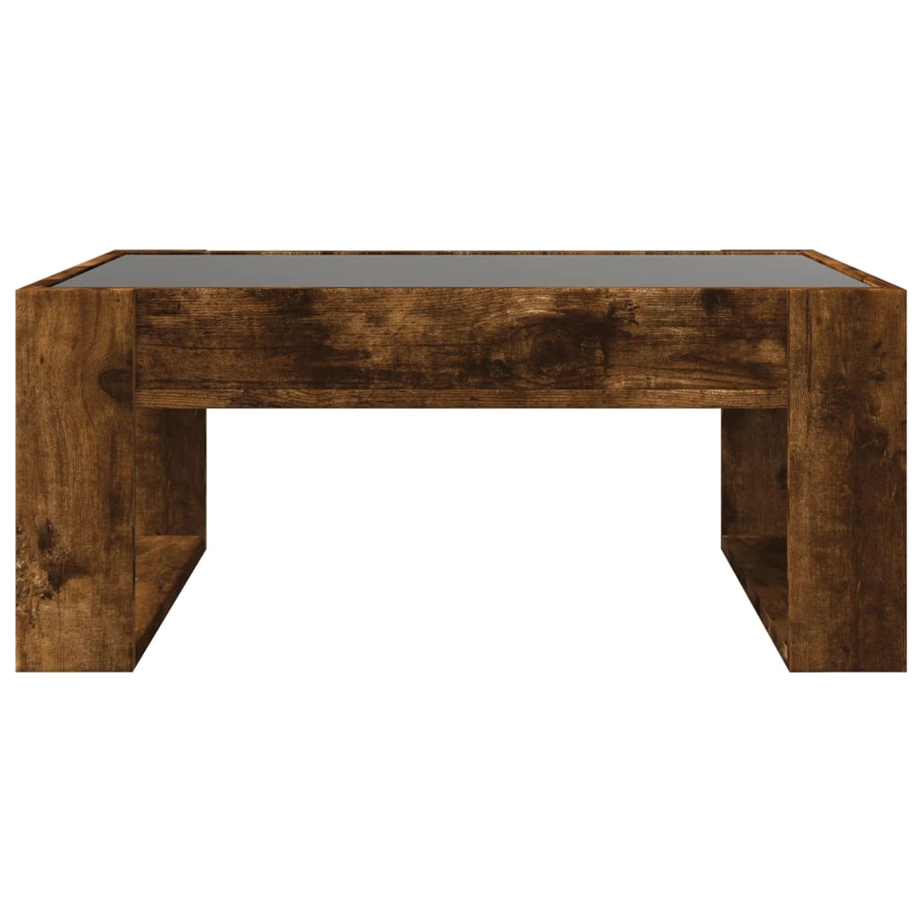 Coffee Table with Infinity LED Lights, Smoked, 70x53x30cm