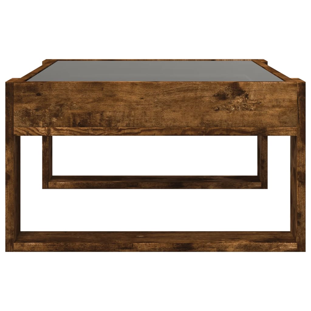 Coffee Table with Infinity LED Lights, Smoked, 70x53x30cm