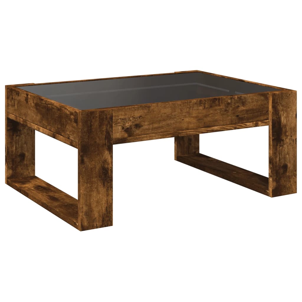 Coffee Table with Infinity LED Lights, Smoked, 70x53x30cm