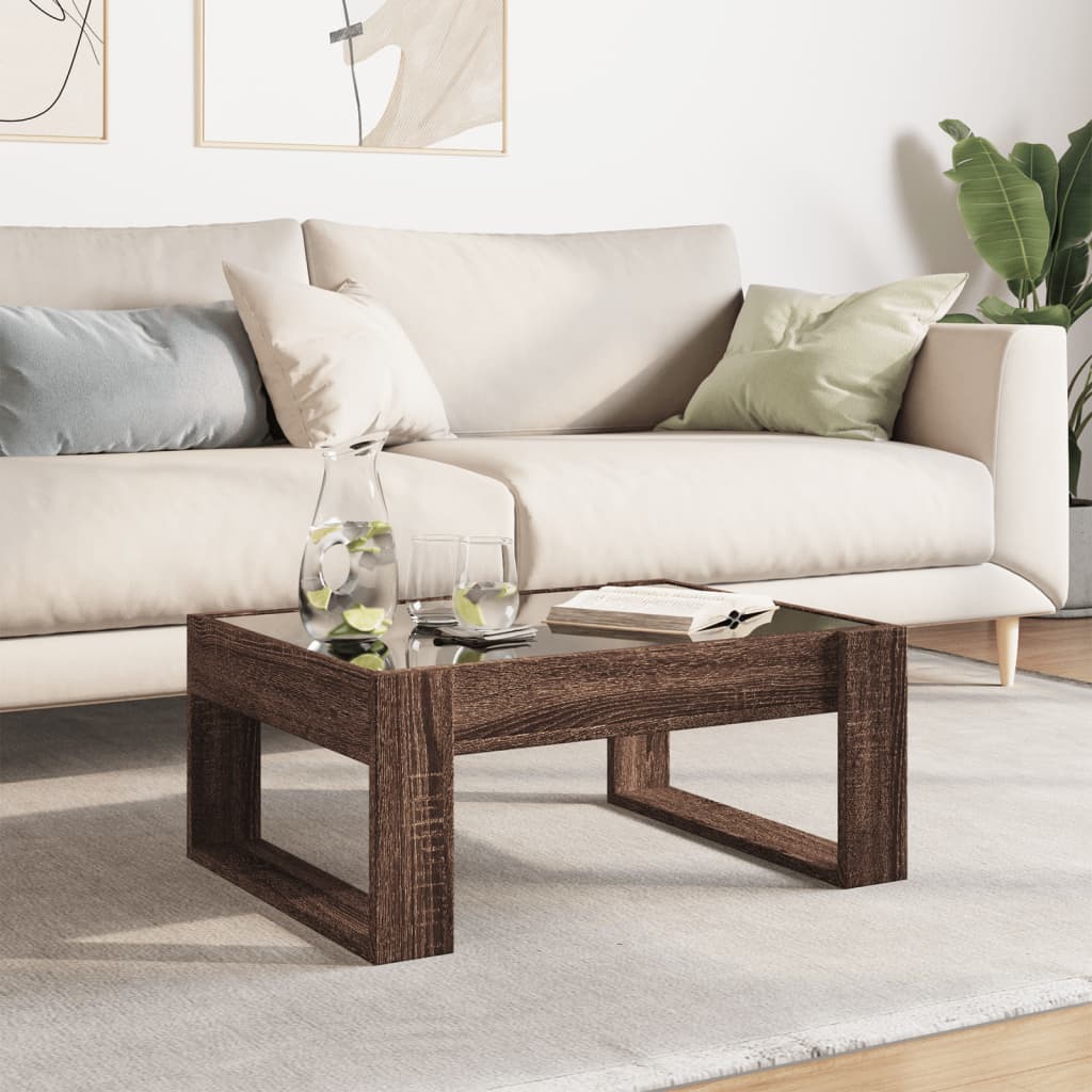 Coffee table with Infinity LED lights, brown, 70x53x30cm