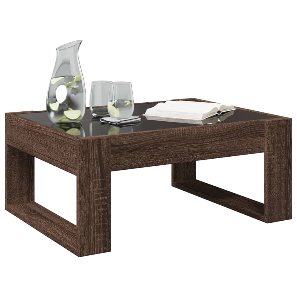 Coffee table with Infinity LED lights, brown, 70x53x30cm
