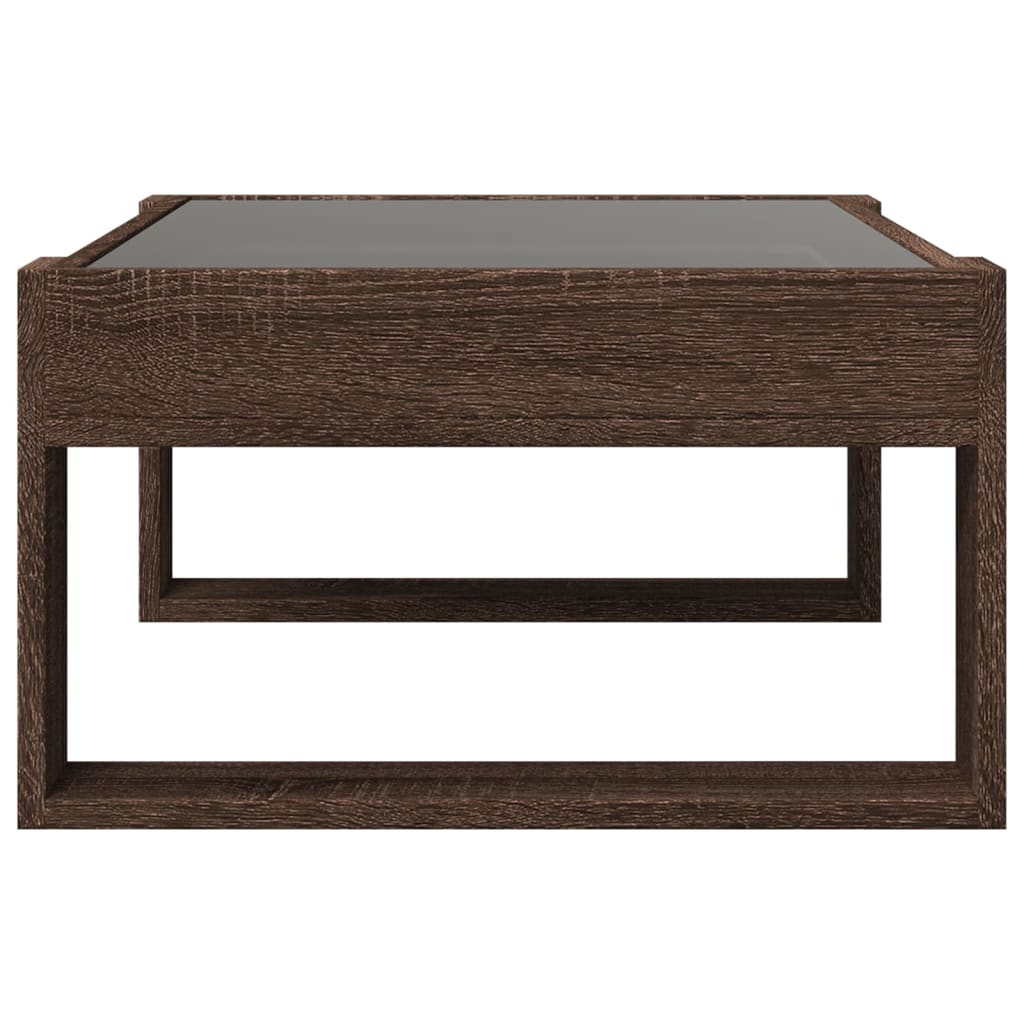 Coffee table with Infinity LED lights, brown, 70x53x30cm