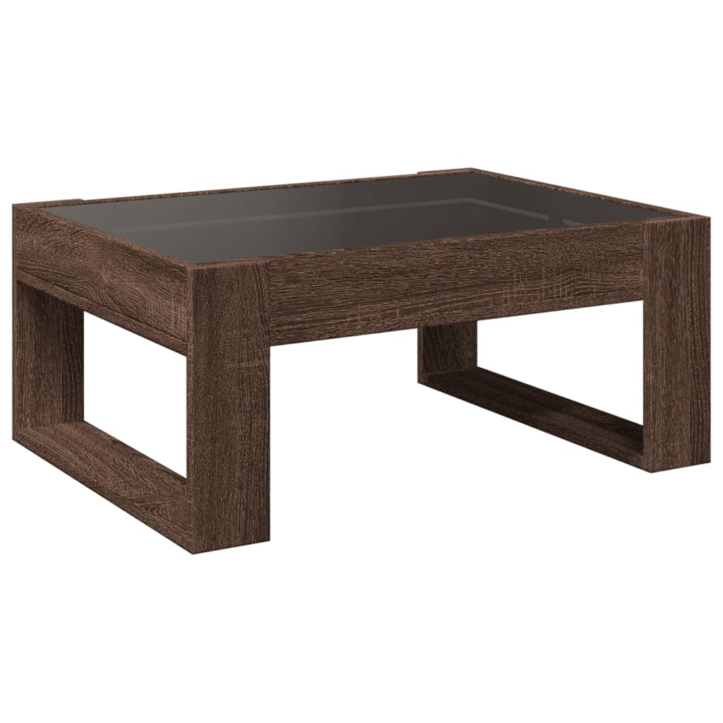Coffee table with Infinity LED lights, brown, 70x53x30cm