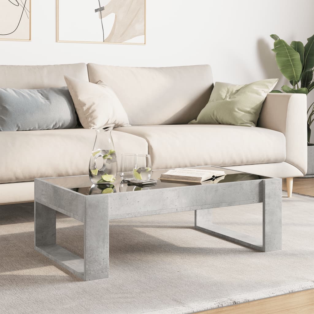 Coffee table with Infinity LED lights, concrete, 90x53x30cm