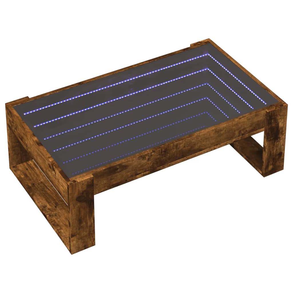 Kafijas galdiņš ar Infinity LED gaismām, dūmu, 90x53x30cm