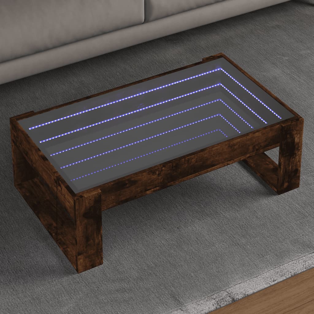 Kafijas galdiņš ar Infinity LED gaismām, dūmu, 90x53x30cm