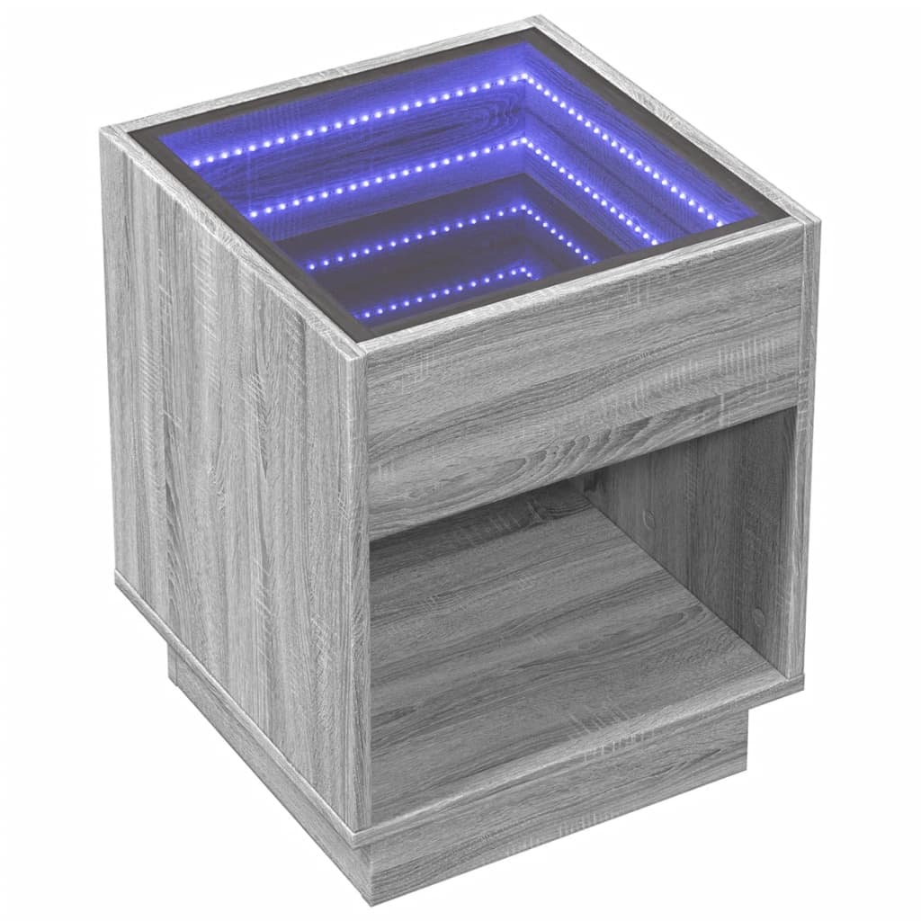 Coffee table with Infinity LED lights, grey, 40x40x50cm