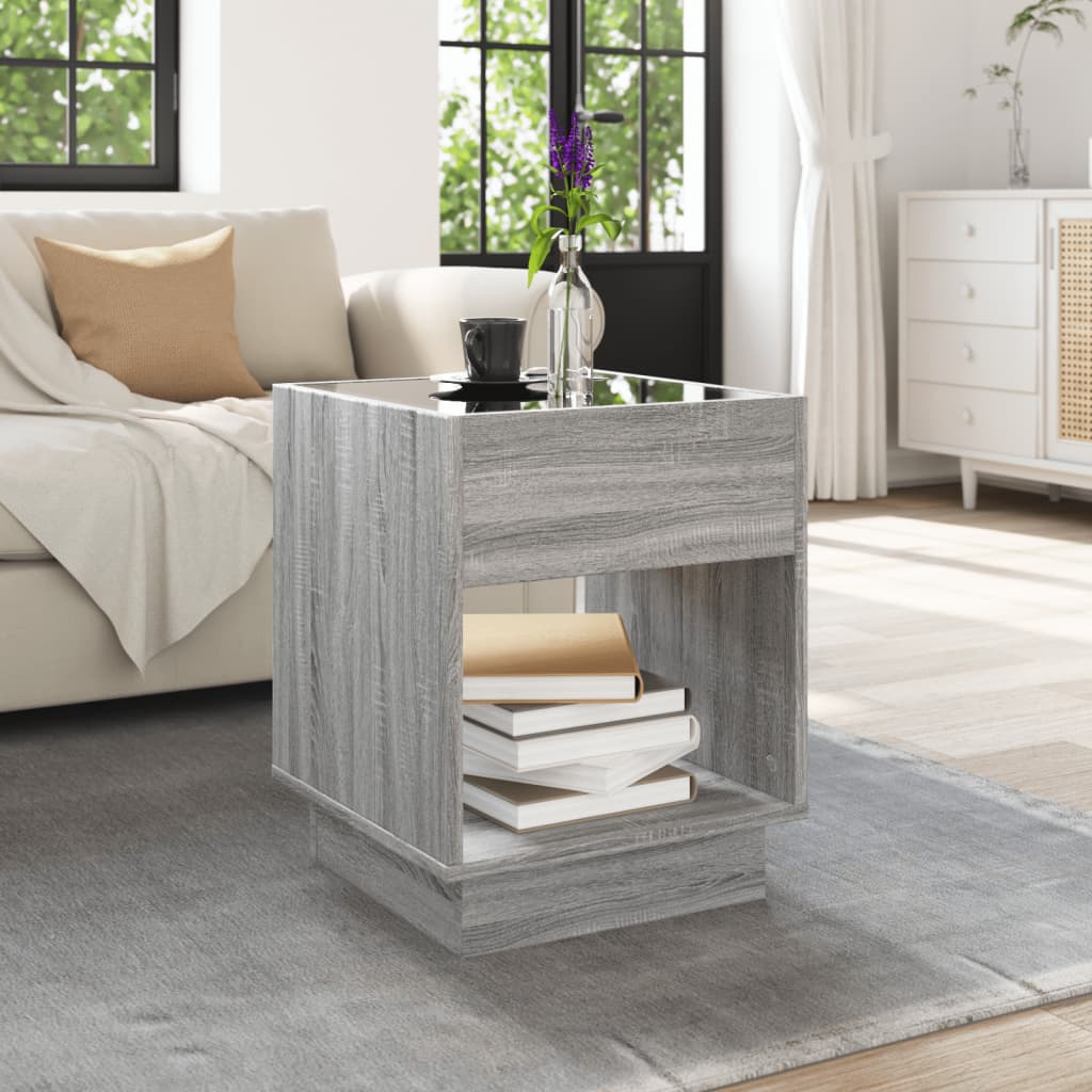 Coffee table with Infinity LED lights, grey, 40x40x50cm
