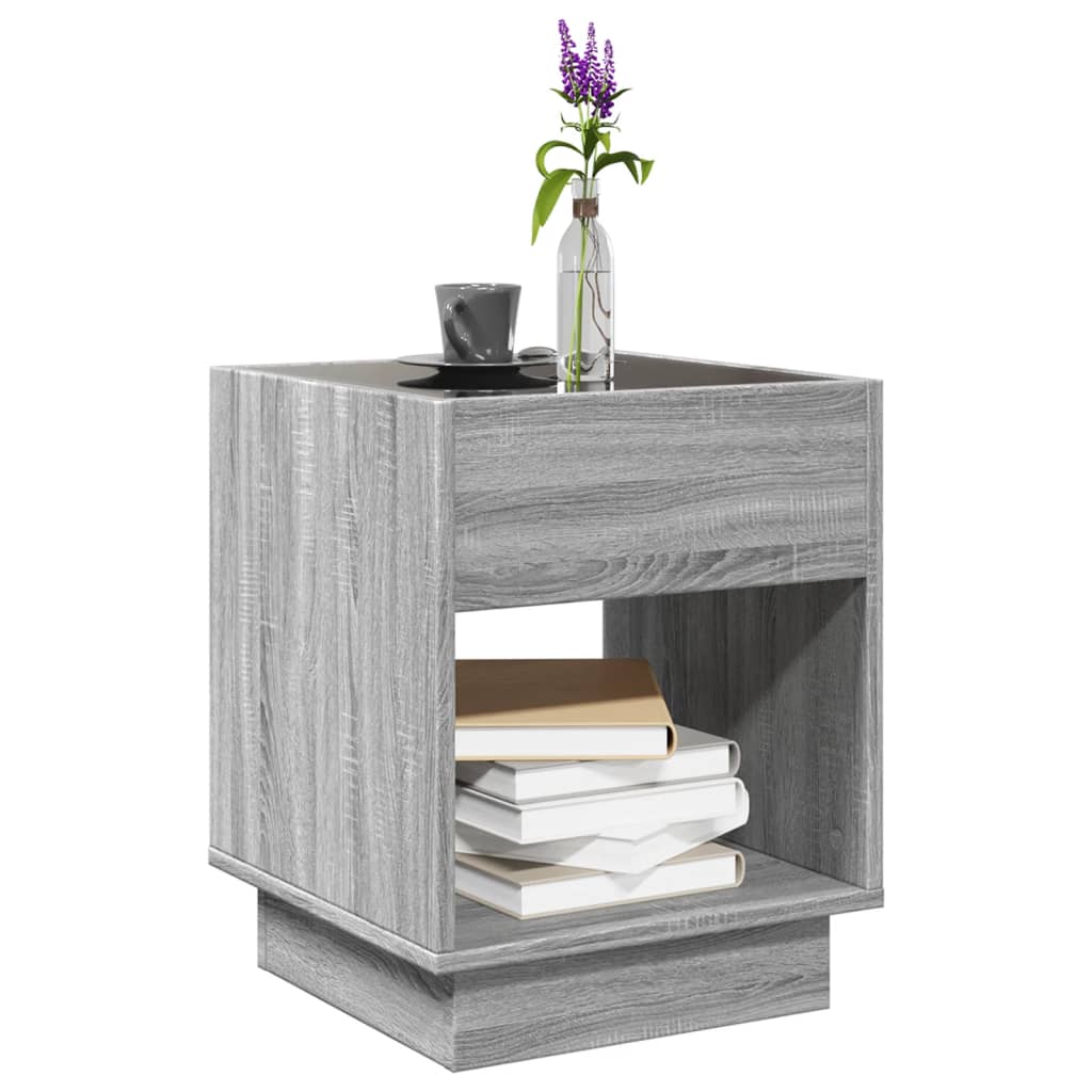 Coffee table with Infinity LED lights, grey, 40x40x50cm