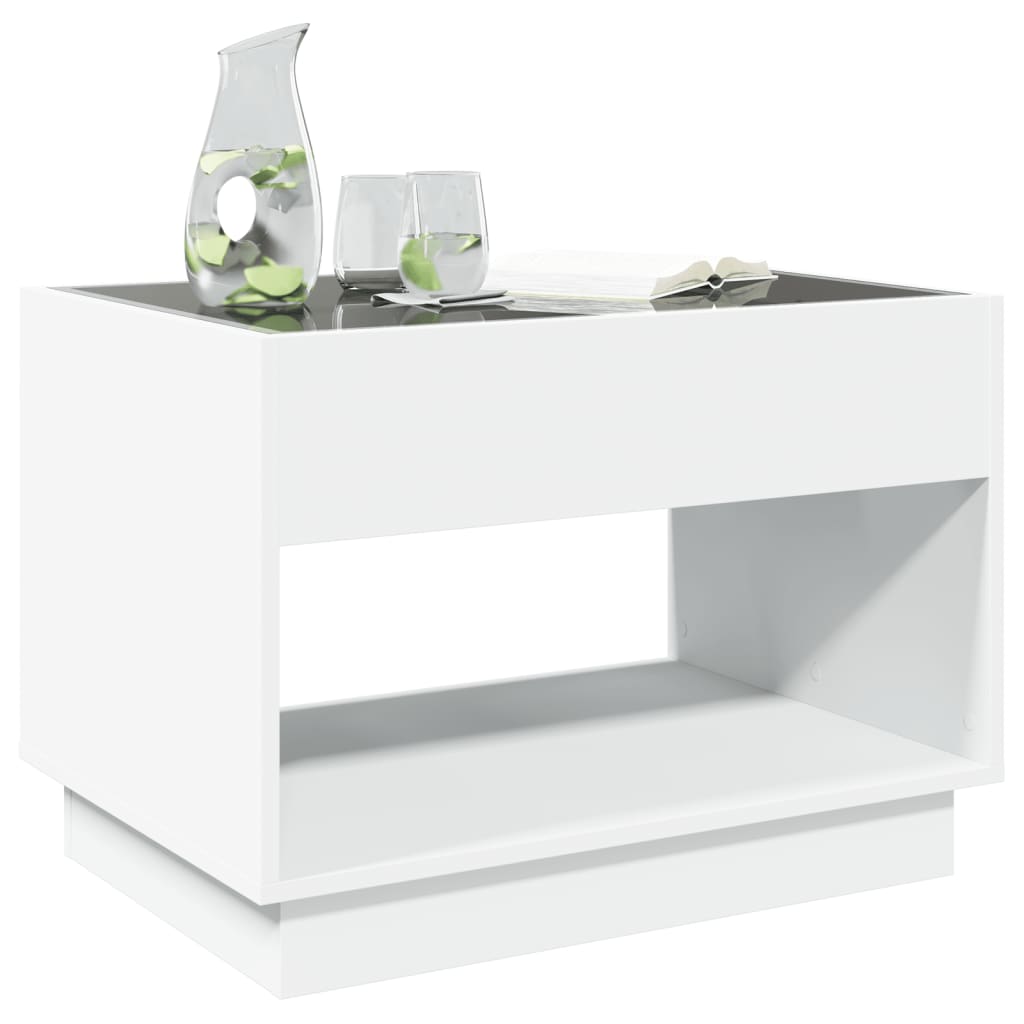 Coffee Table with Infinity LED Lights, White, 70x50x50cm