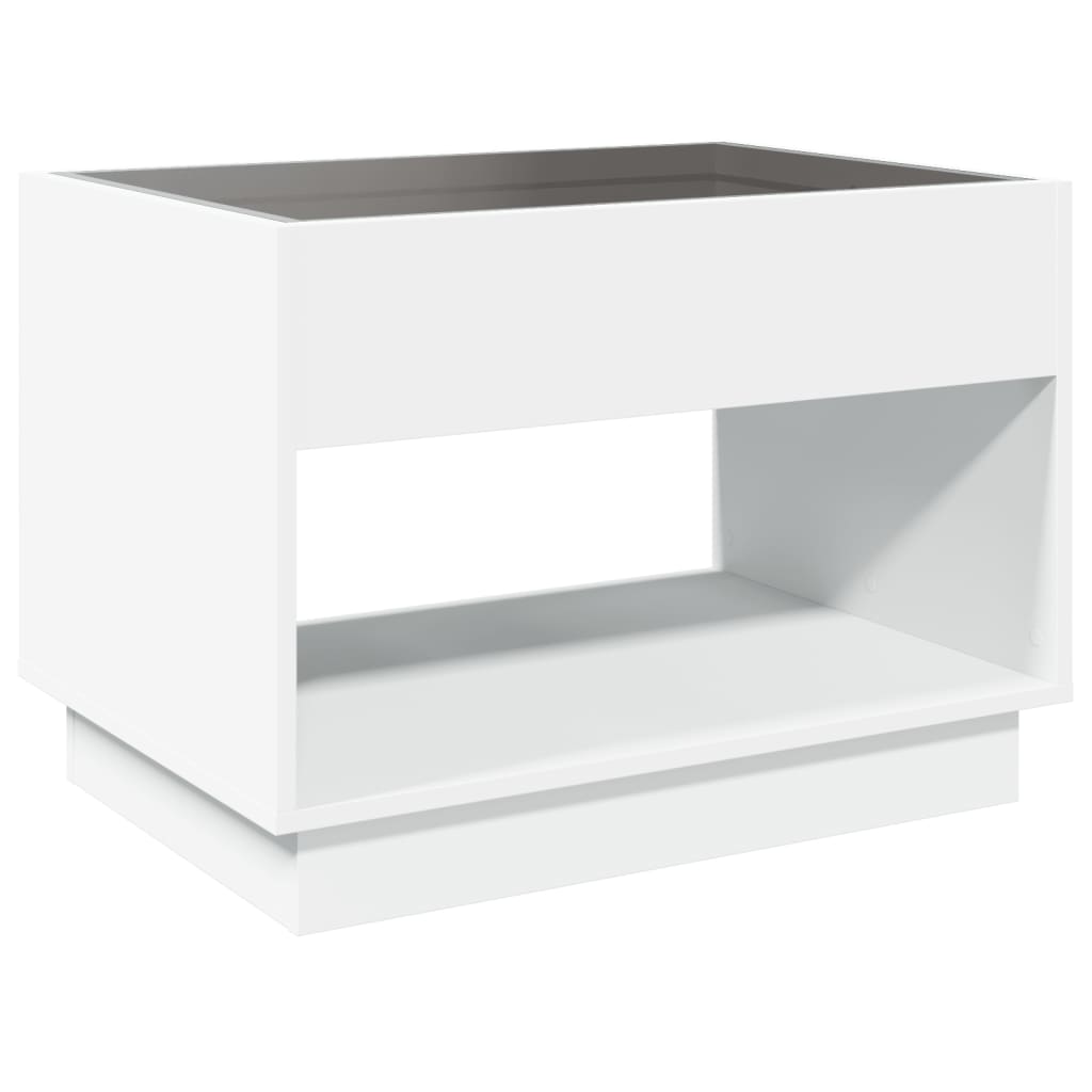 Coffee Table with Infinity LED Lights, White, 70x50x50cm