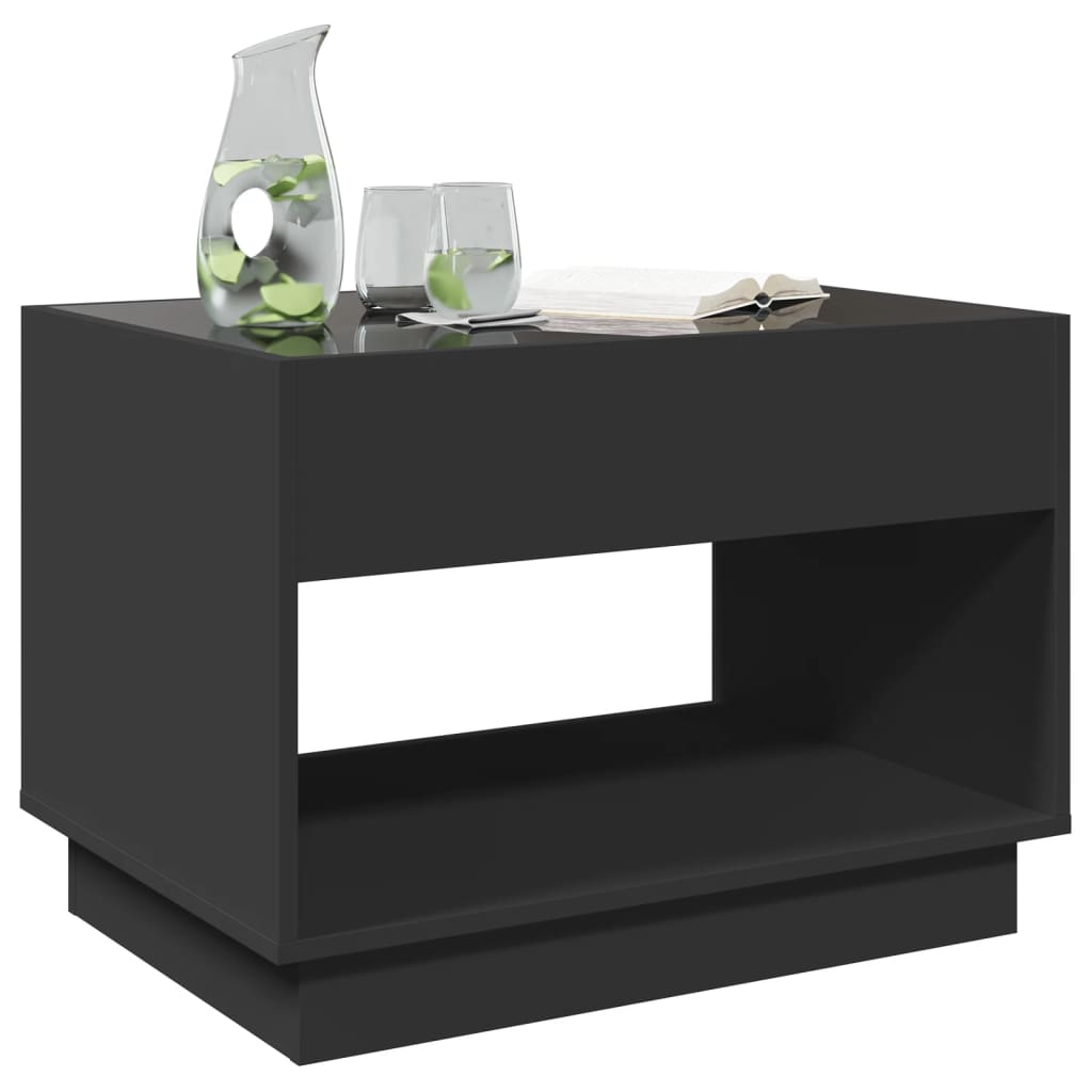 Kafijas galdiņš ar Infinity LED gaismām, melns, 70x50x50cm