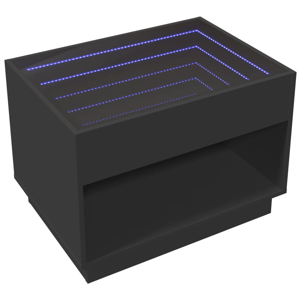 Kafijas galdiņš ar Infinity LED gaismām, melns, 70x50x50cm
