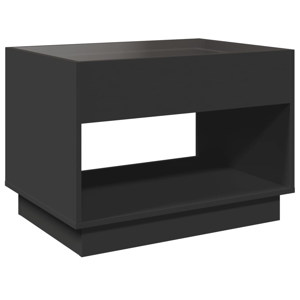 Kafijas galdiņš ar Infinity LED gaismām, melns, 70x50x50cm