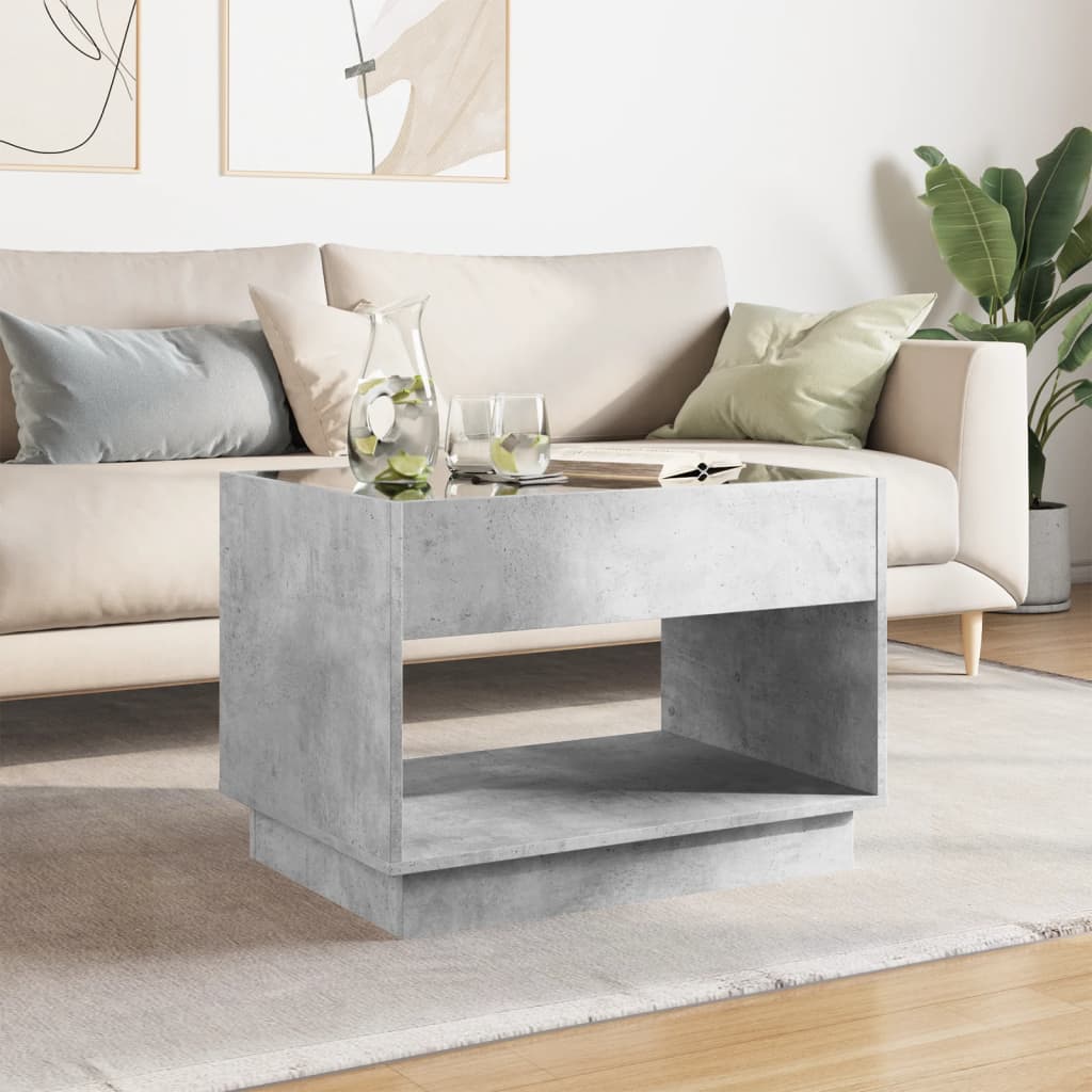 Coffee table with Infinity LED lights, concrete, 70x50x50cm