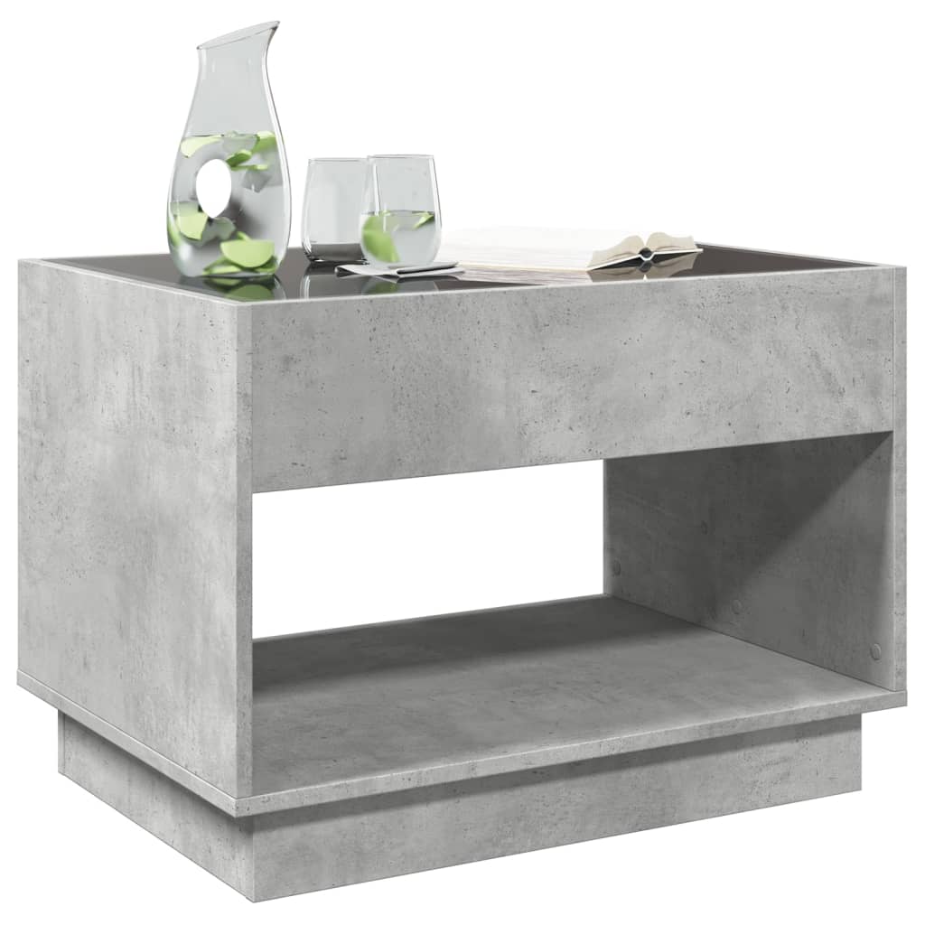 Coffee table with Infinity LED lights, concrete, 70x50x50cm