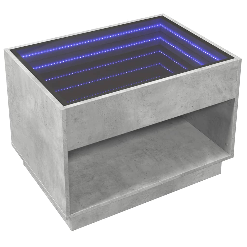 Coffee table with Infinity LED lights, concrete, 70x50x50cm