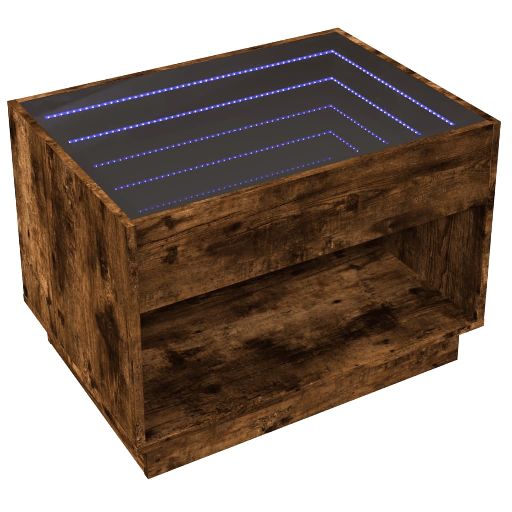 Kafijas galdiņš ar Infinity LED gaismām, dūmu, 70x50x50cm