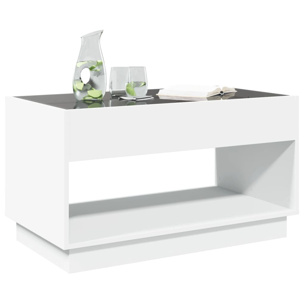 Kafijas galdiņš ar Infinity LED gaismām, balts, 90x50x50cm