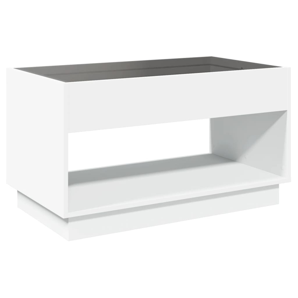 Kafijas galdiņš ar Infinity LED gaismām, balts, 90x50x50cm