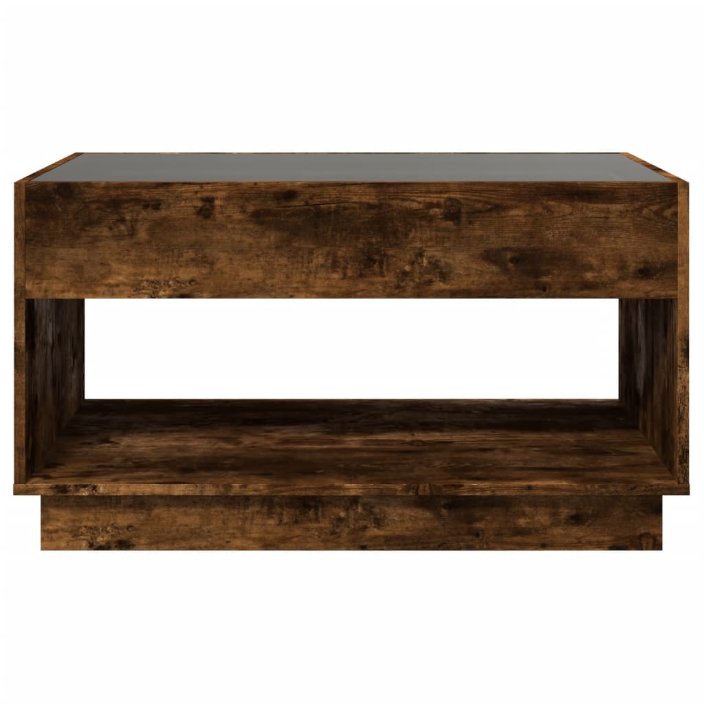 Coffee Table with Infinity LED Lights, Smoked, 90x50x50cm