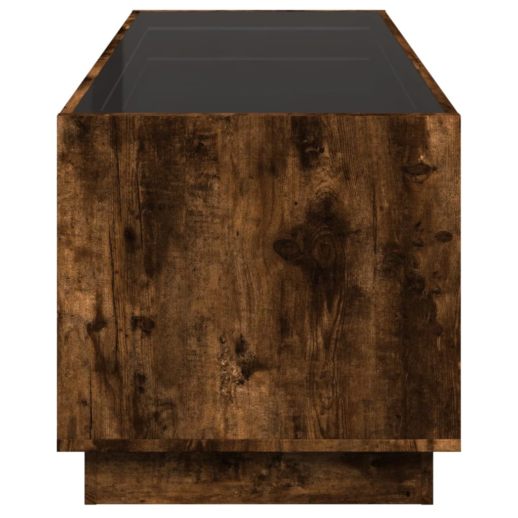 Coffee Table with Infinity LED Lights, Smoked, 90x50x50cm