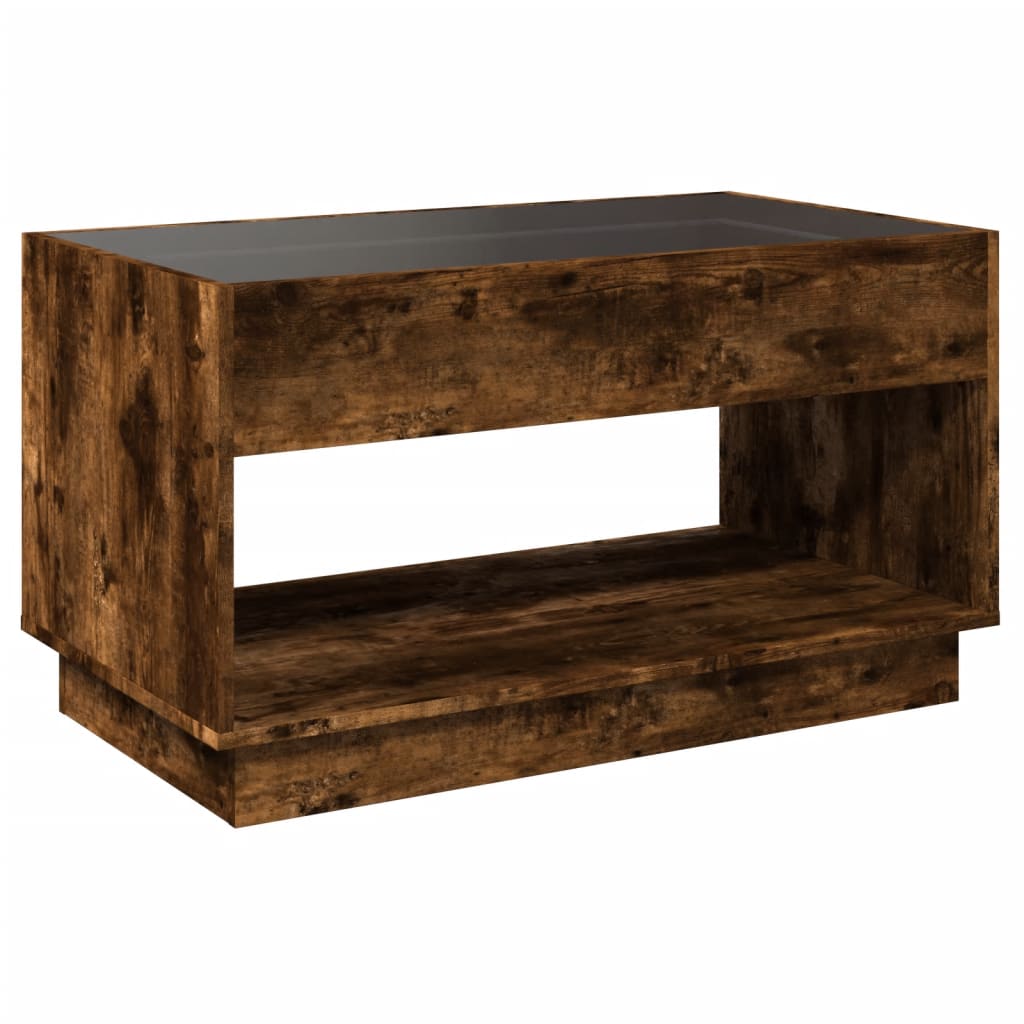 Coffee Table with Infinity LED Lights, Smoked, 90x50x50cm
